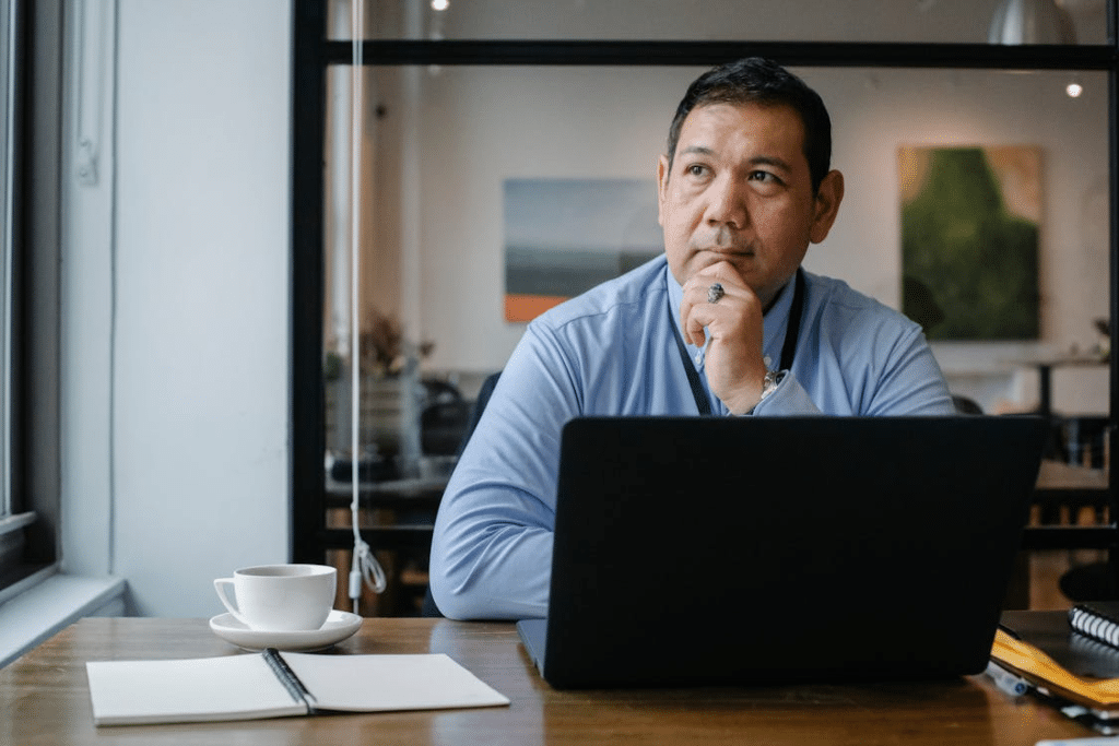 A man using a laptop