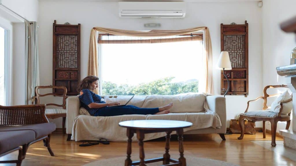 A woman spending time at home alone