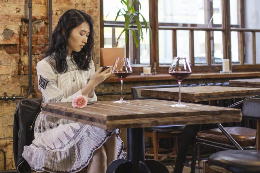 A woman waiting for a reply