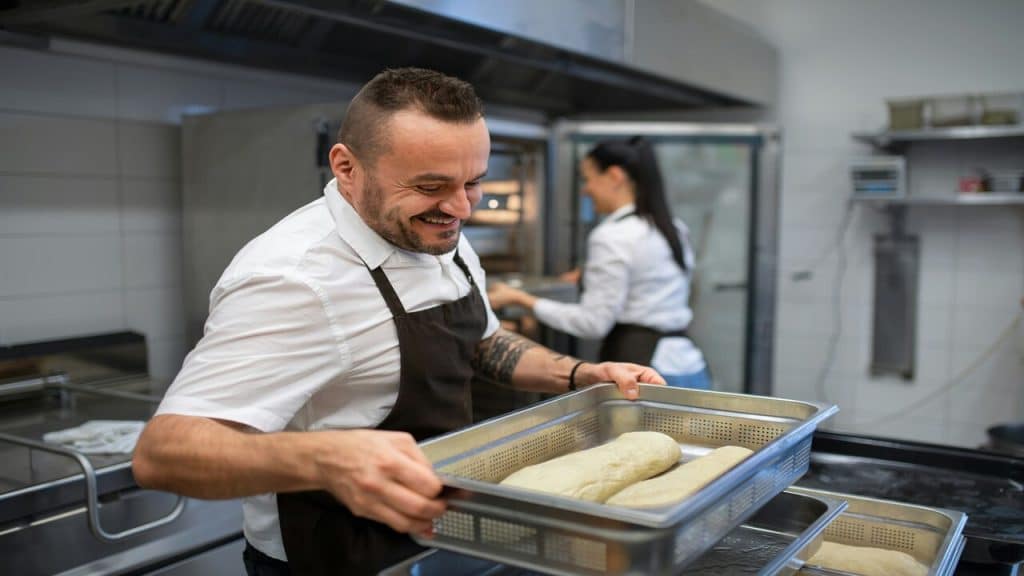 A chef working in the kitchen
