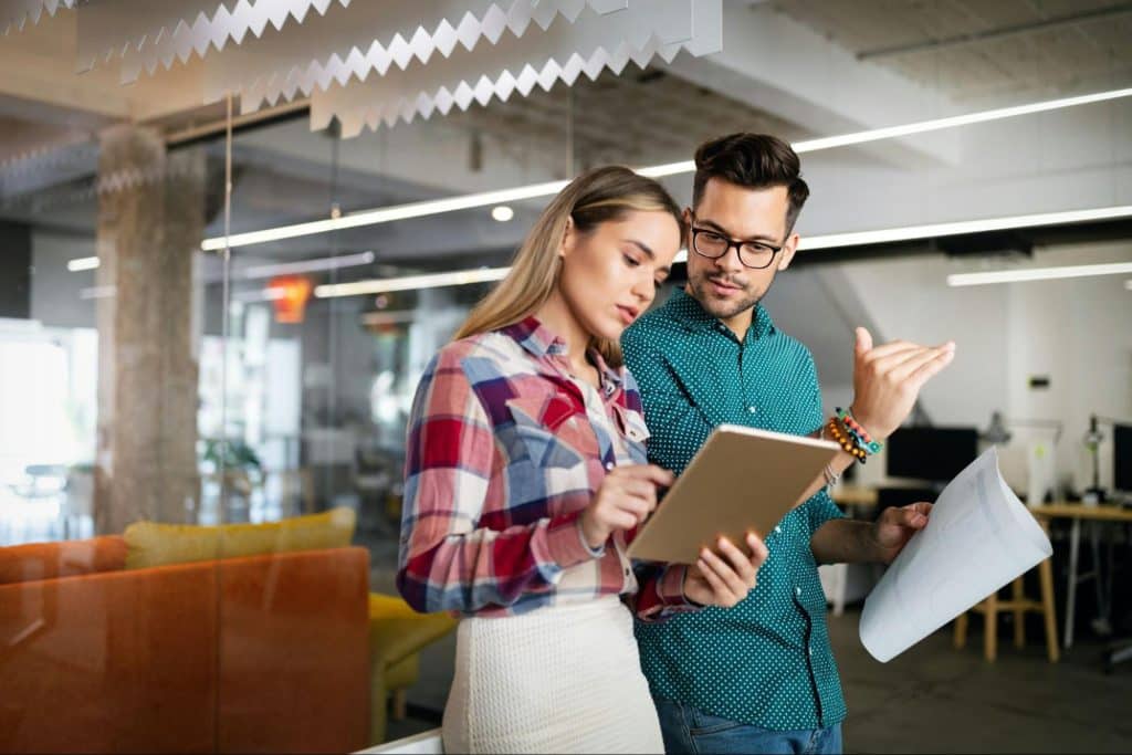 A man letting a woman talk and he is listening to him