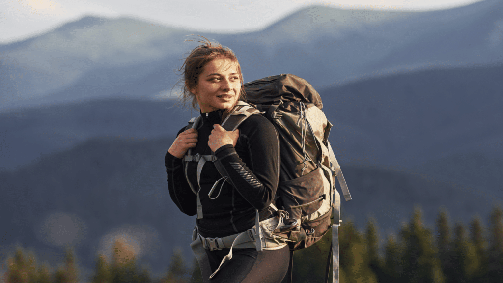 A woman hiking by herself 