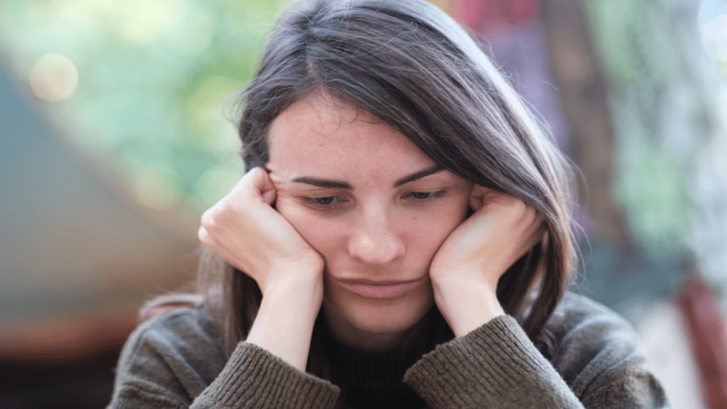 A woman looking frustrated