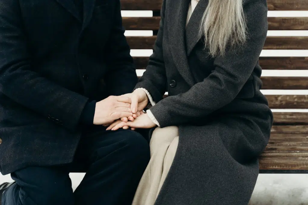 A couple holding hands