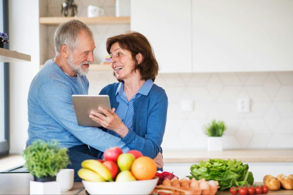 A man and woman talking