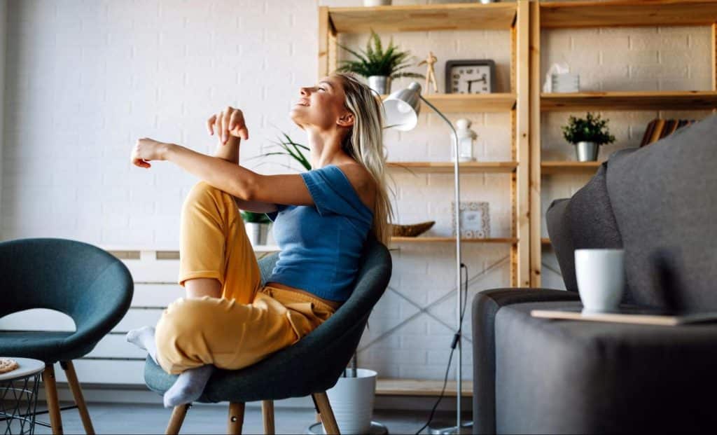 A woman sitting alone