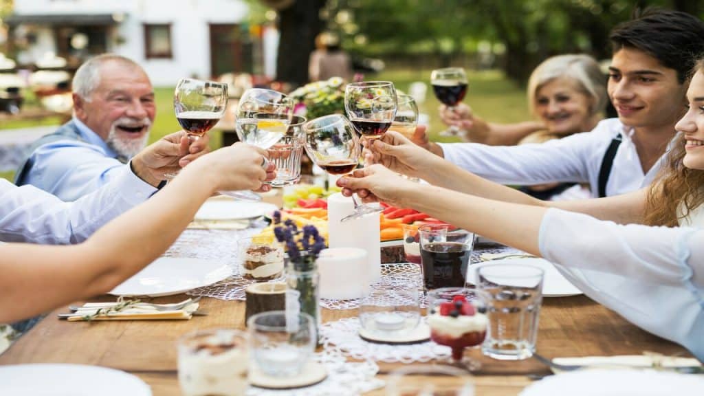 A family having a meal together