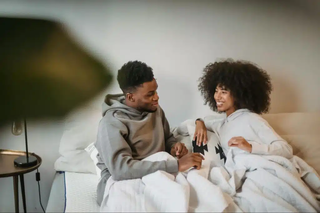 A man and woman having a conversation