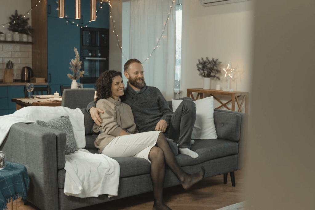 A Couple Sitting on the Couch