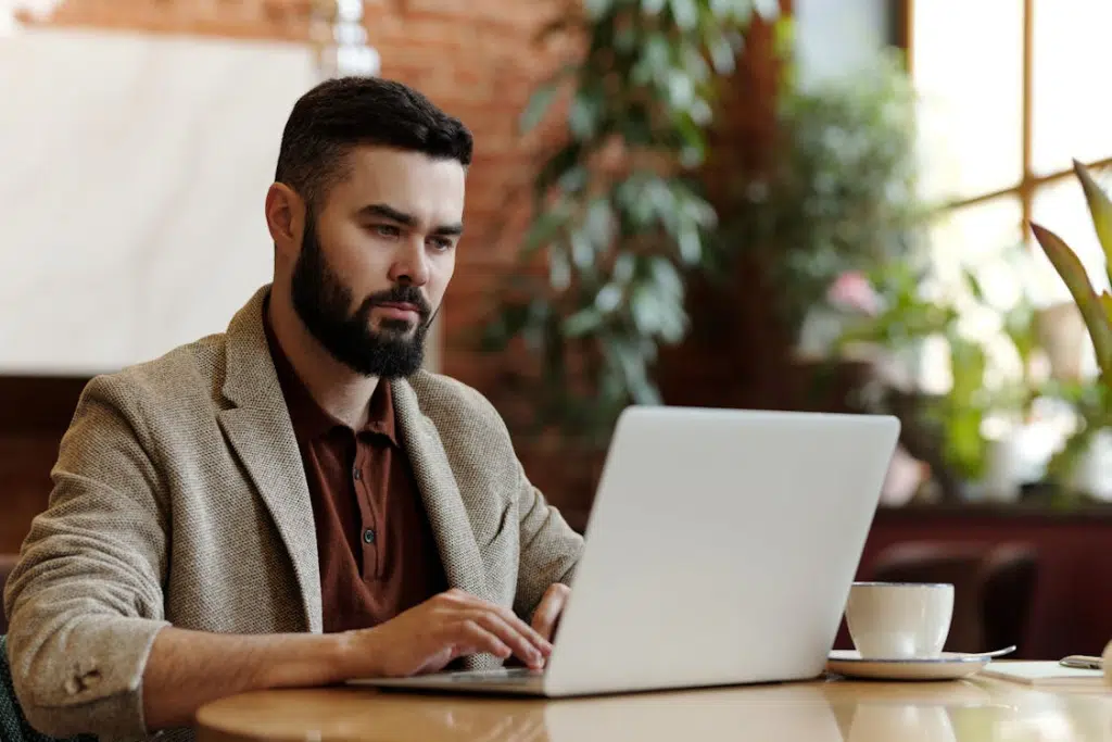 A man using a laptop