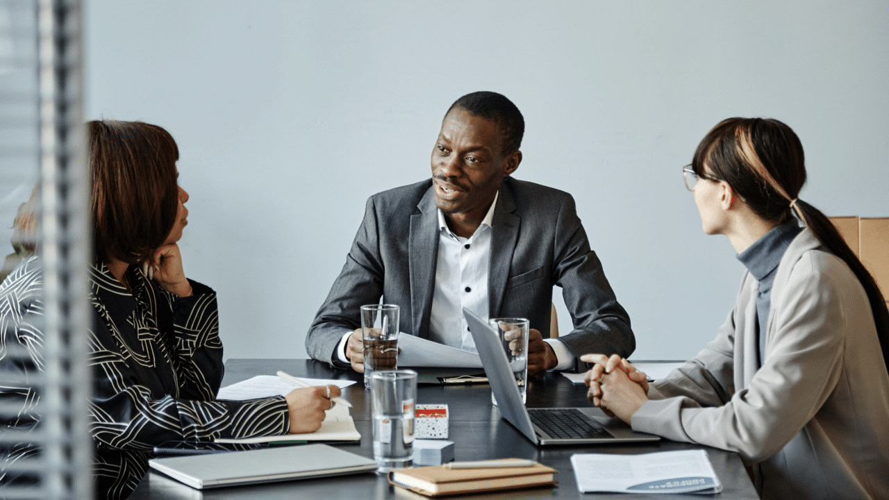 Colleagues having a meeting during the day