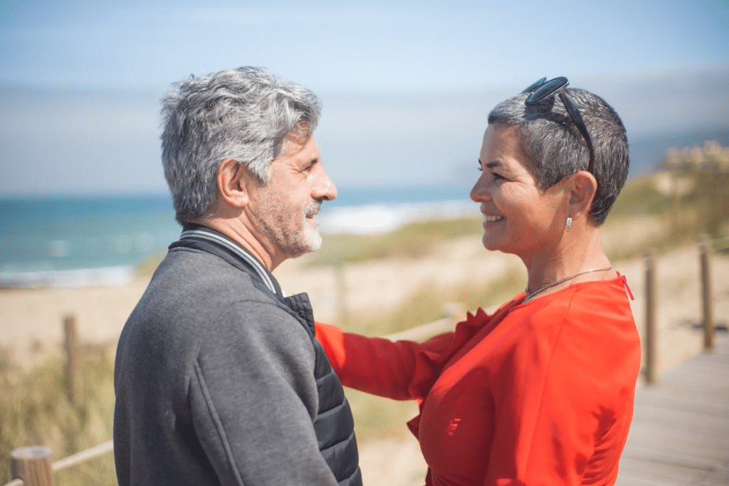 A couple looking at each other