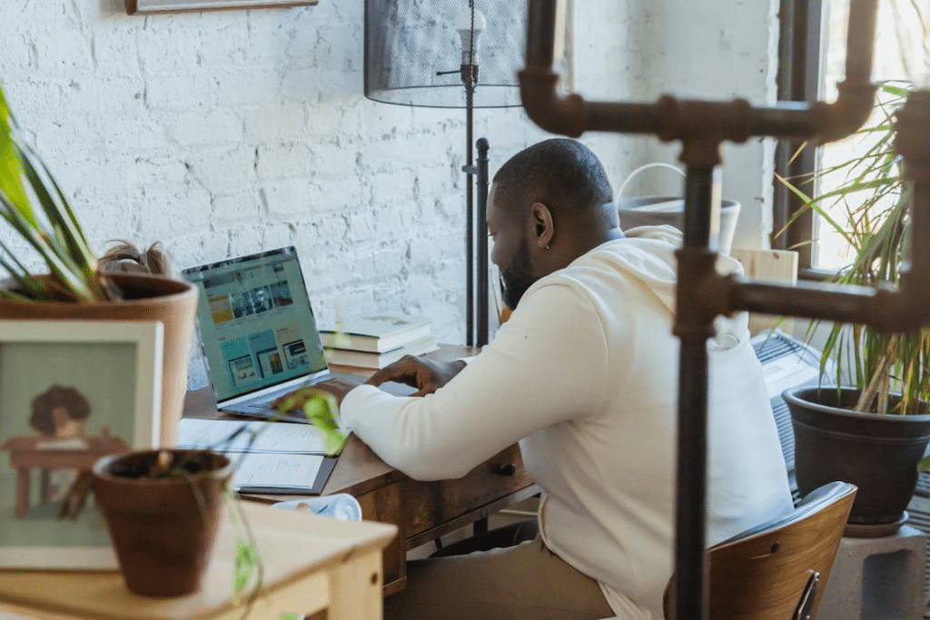 A man using a laptop
