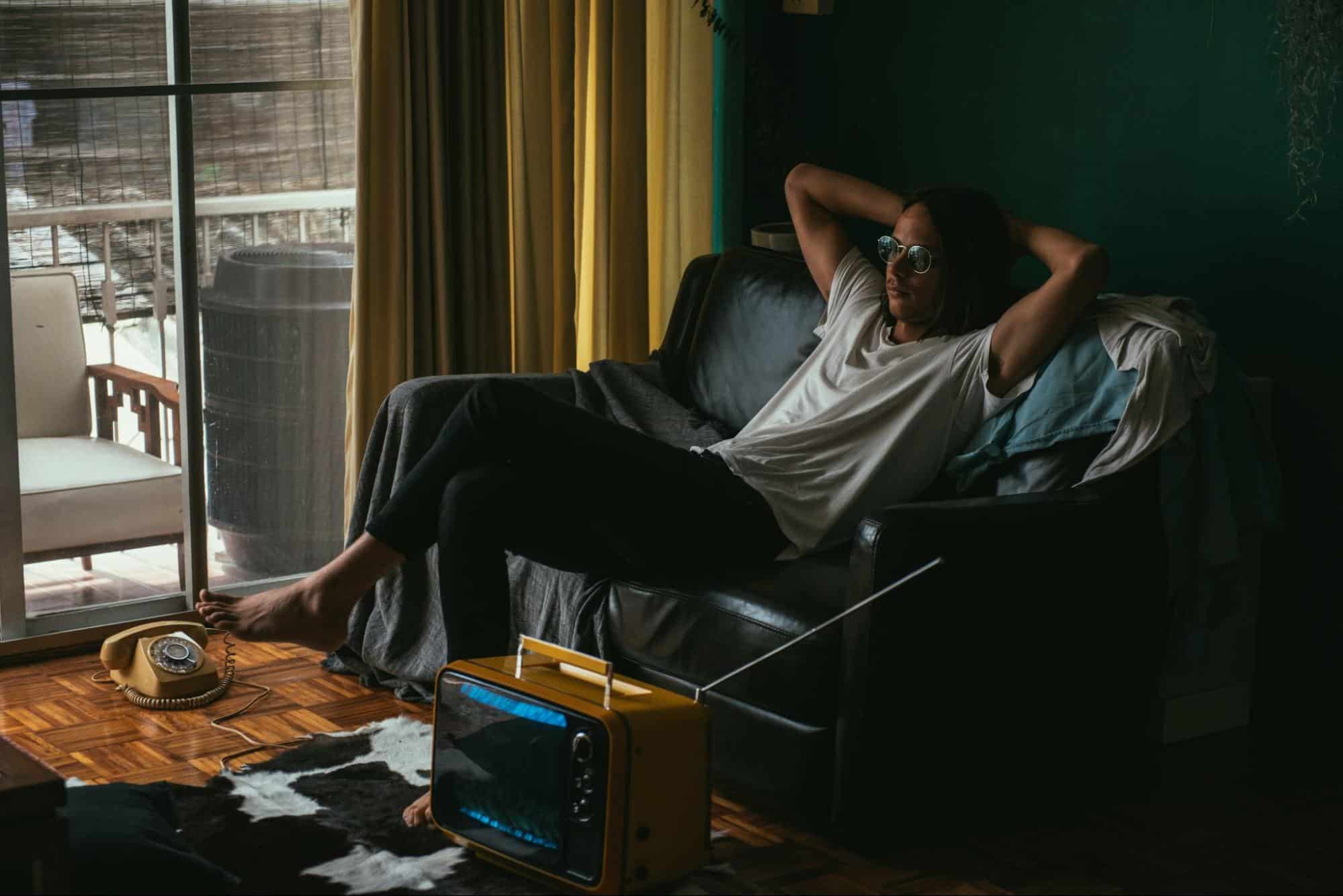 A man at the living room