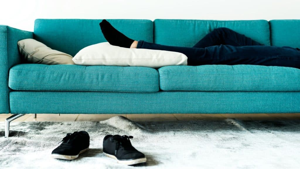A man sleeping on the sofa