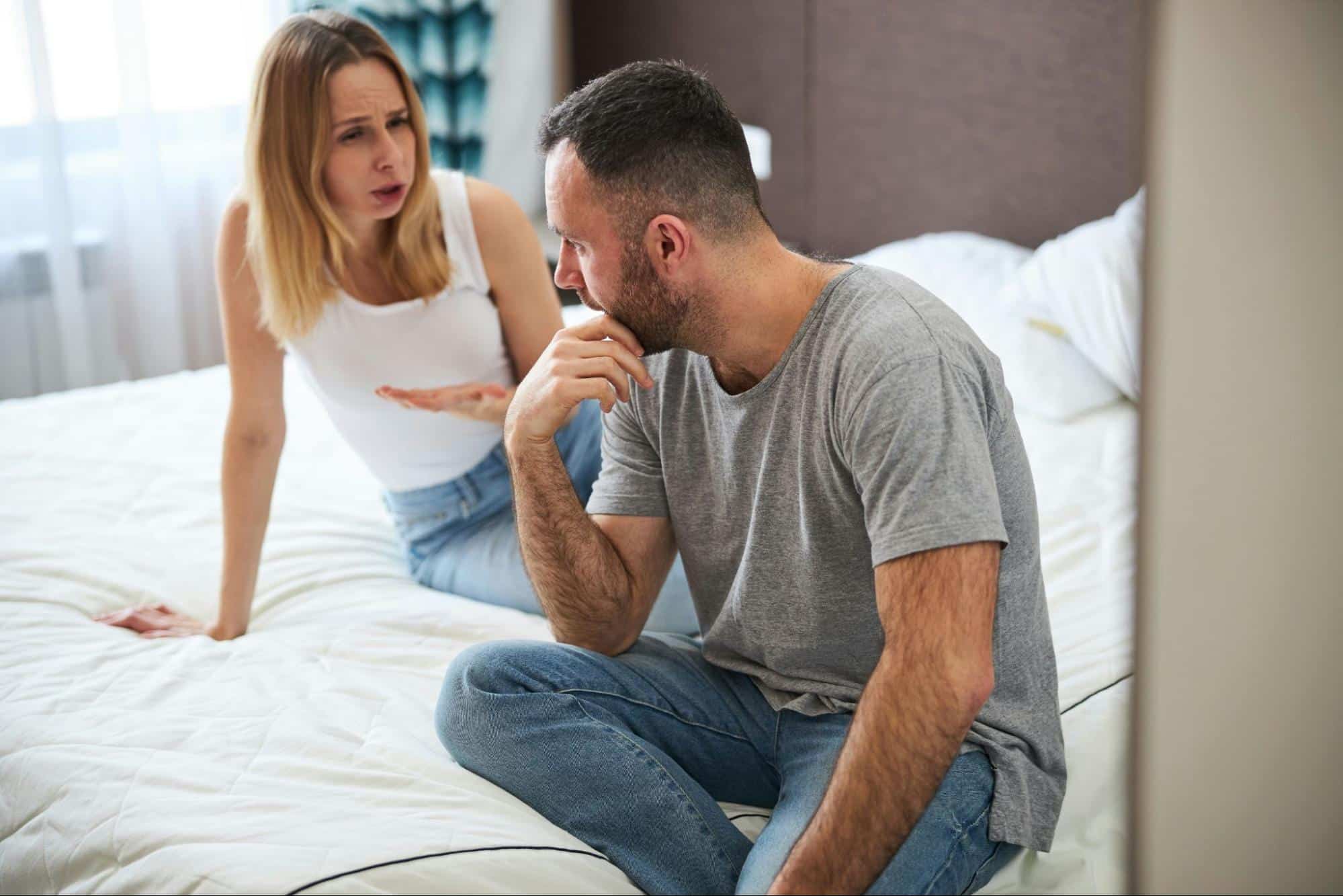 A woman nagging a man