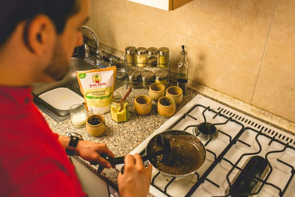 A man cooking
