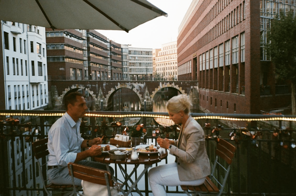 Man and woman having a date in a restaurant