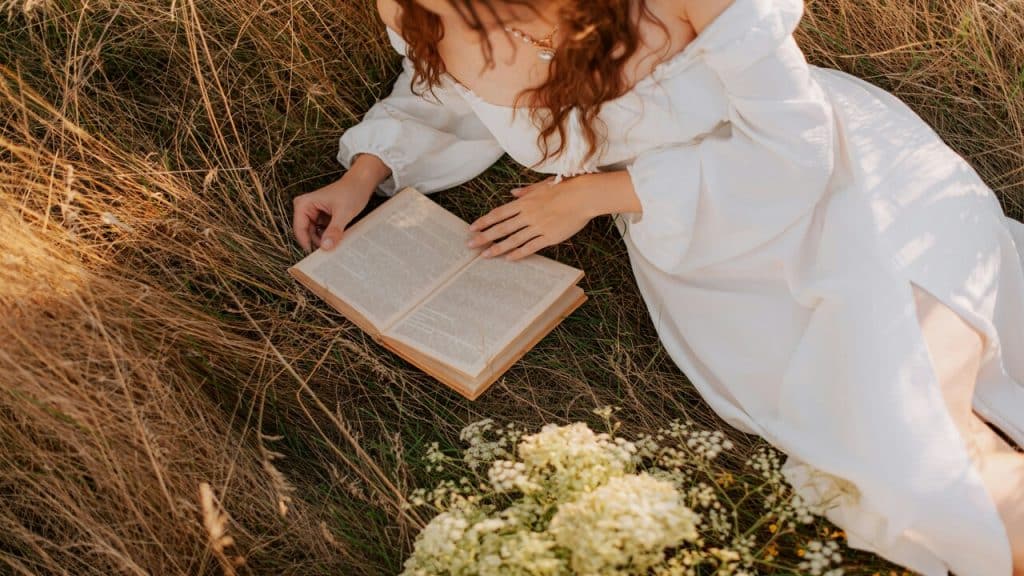A woman reading by herself