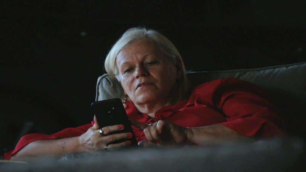 A woman using her phone