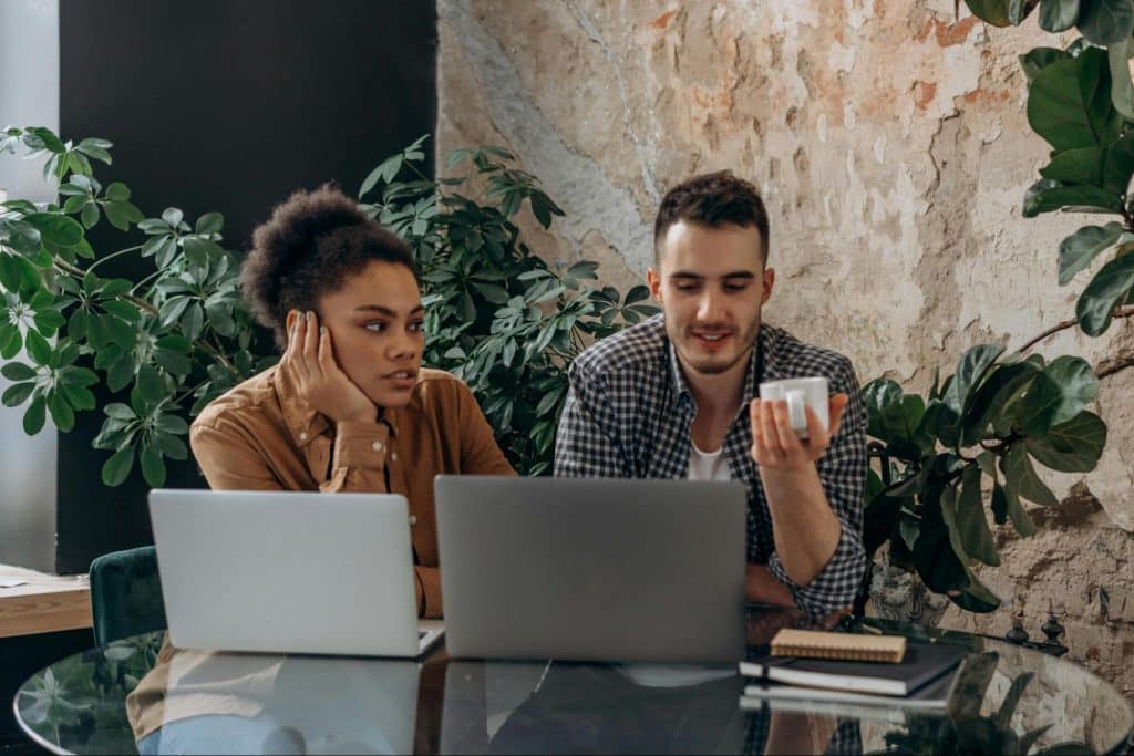 A man complaining to woman