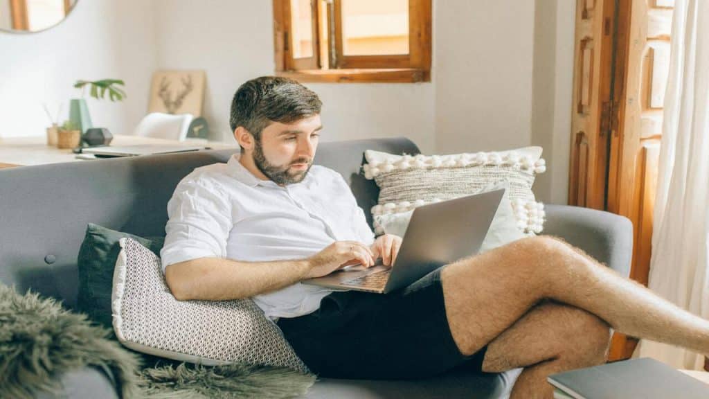 A man working from home