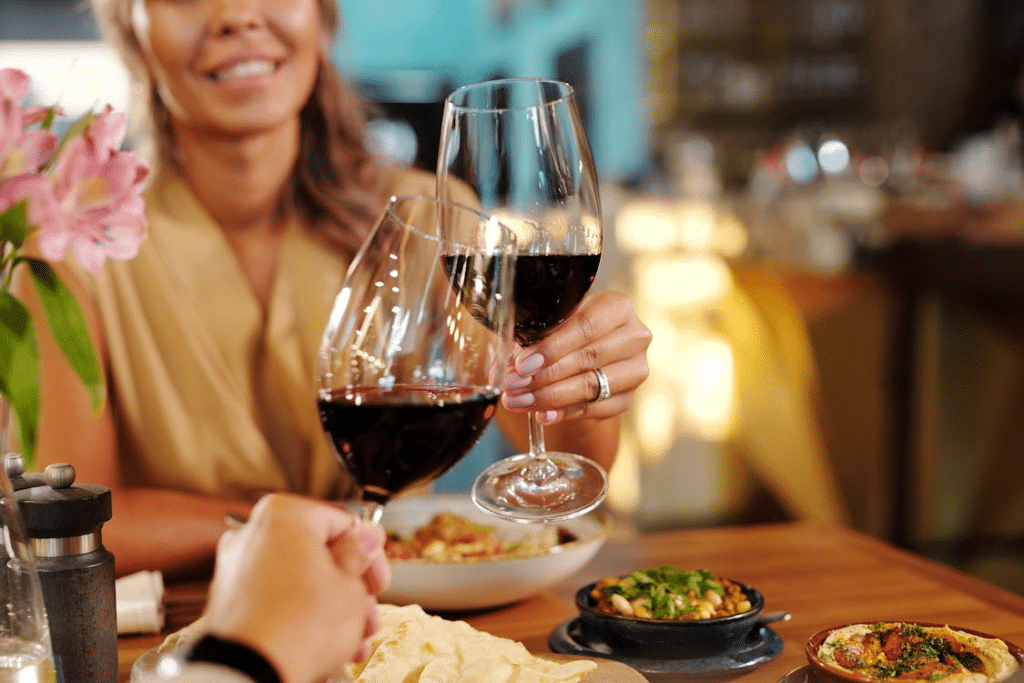 Man and woman having a date in a restaurant