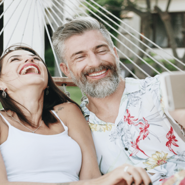 A couple taking a selfie together