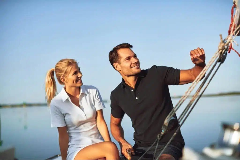 A man and woman at the yacht 
