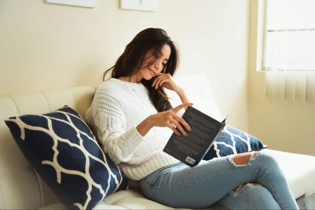 A woman reading a book