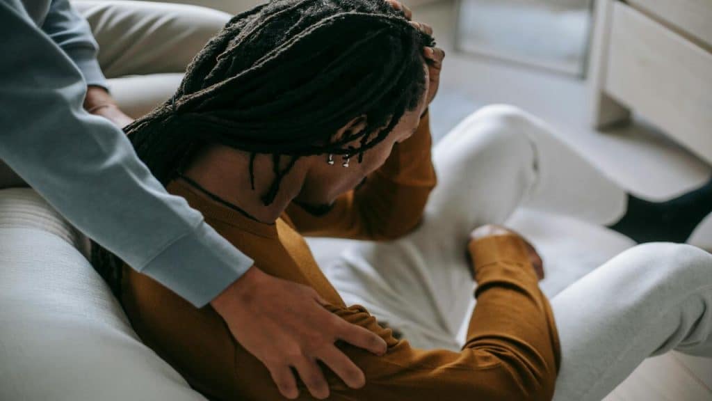 A man trying to ignore his girlfriend