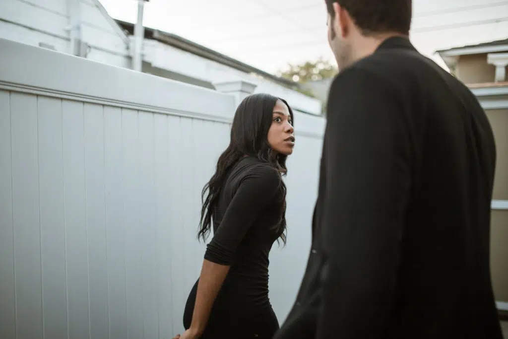 A woman walking out