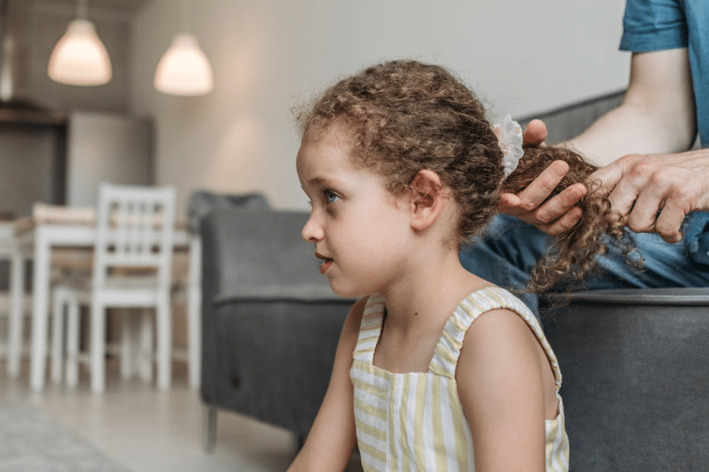Girl Wearing a Stripe Dress