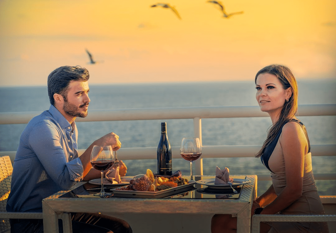 Man and woman having a date in a restaurant