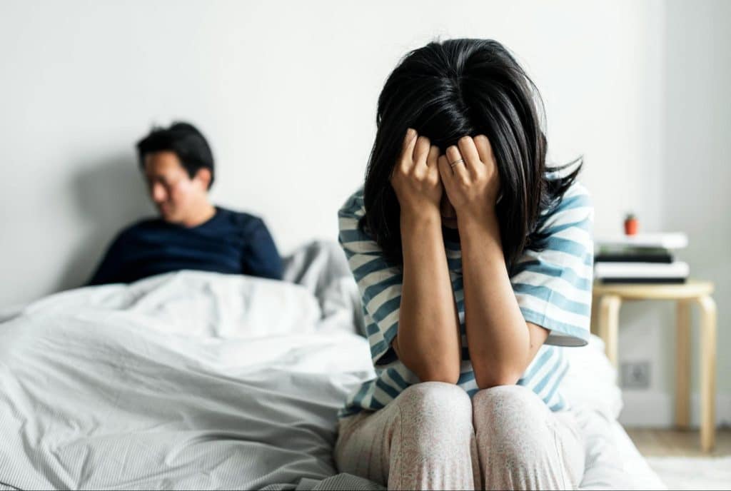 A man letting a woman to be stressed