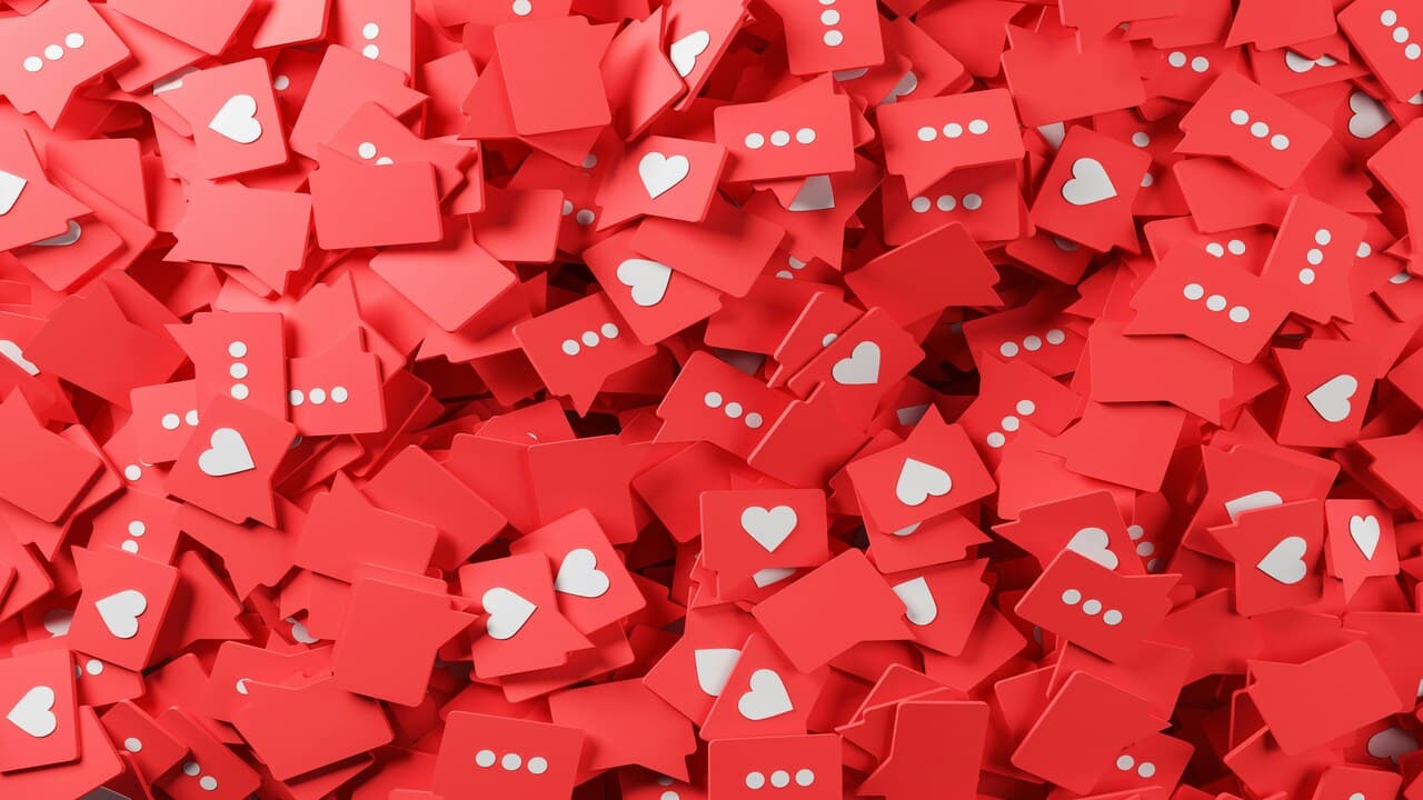 Red and white social media symbols
