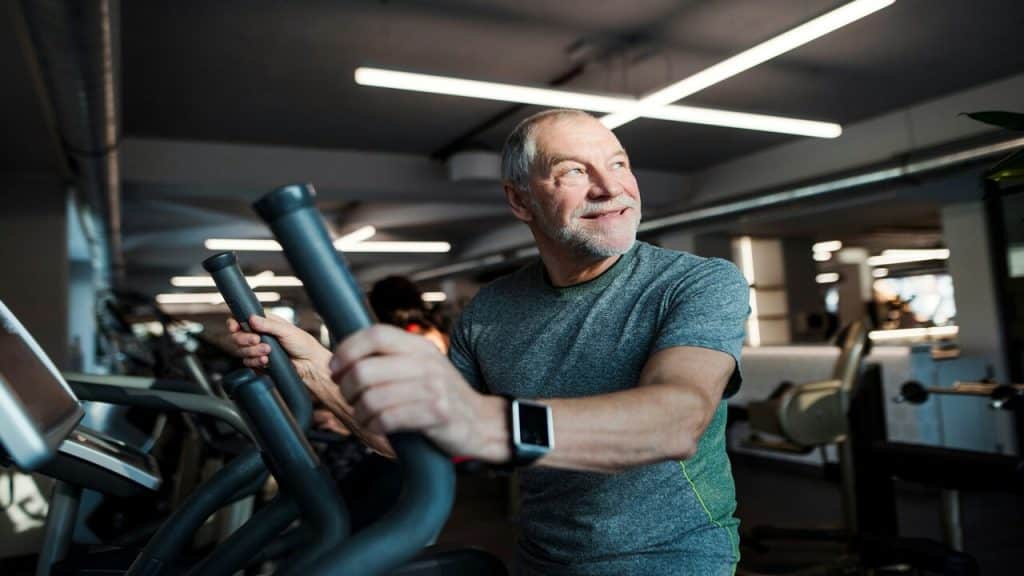 A man exercising in a gym