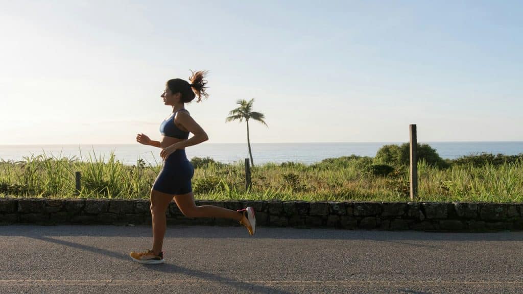 A woman jogging by herself