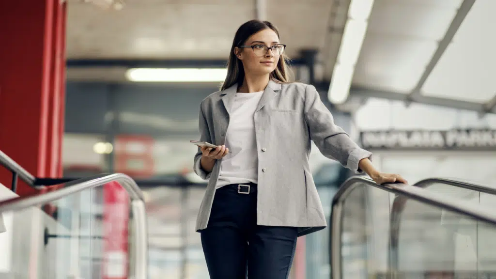 A woman on her way to work