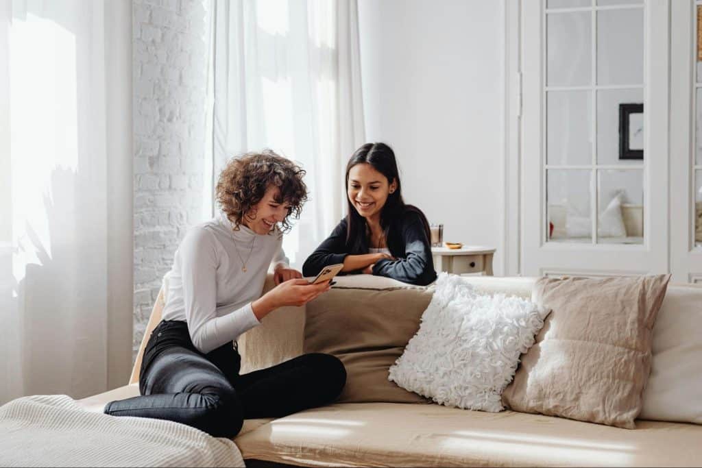 Two women gossiping