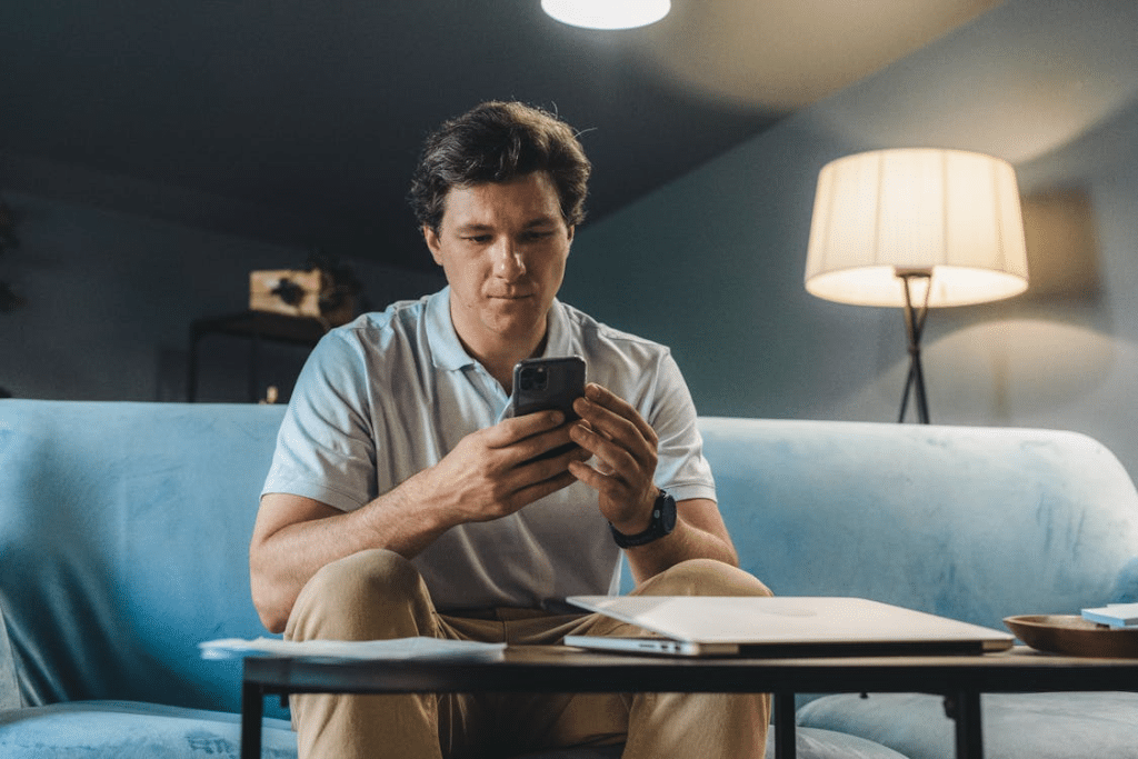 A man sitting on the couch