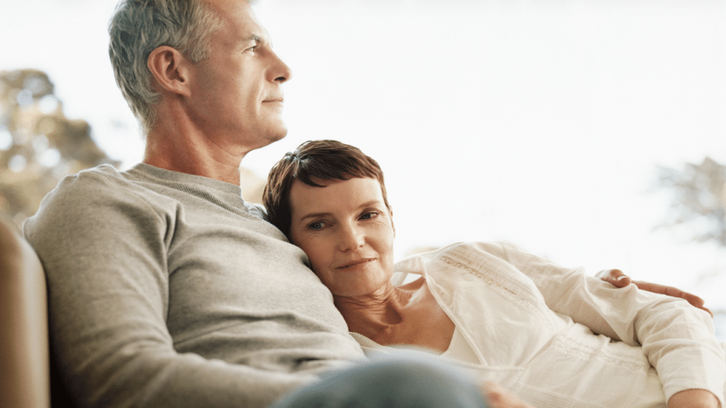 A mature couple relaxing together