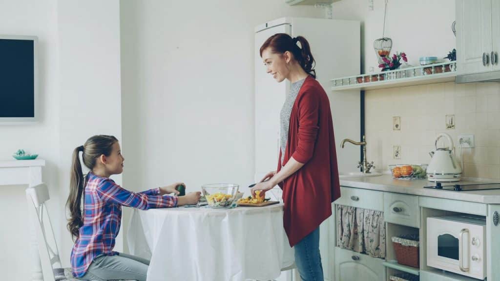 A mom talking to her daughter