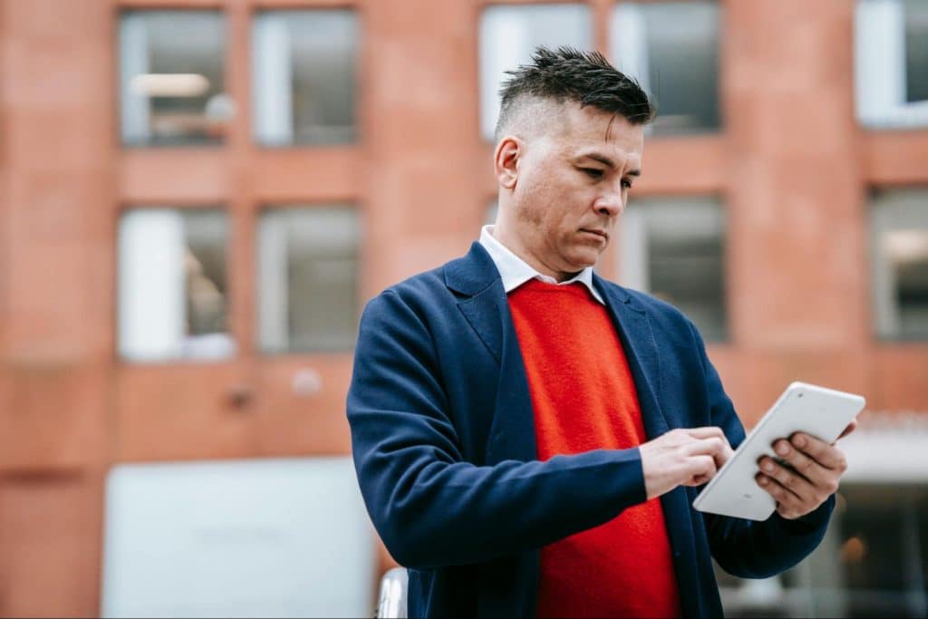 A man using a tablet