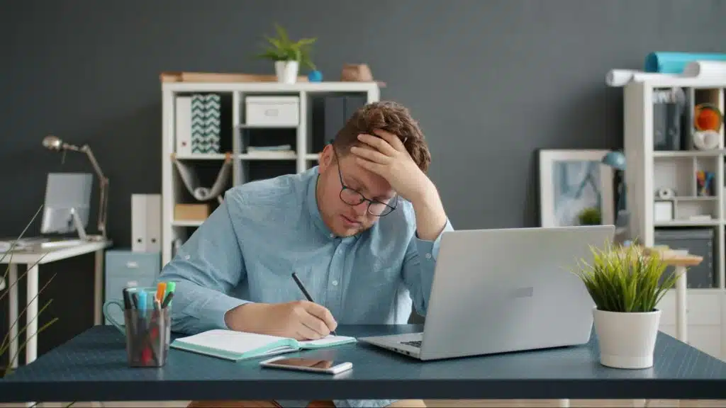 A man busy working alone