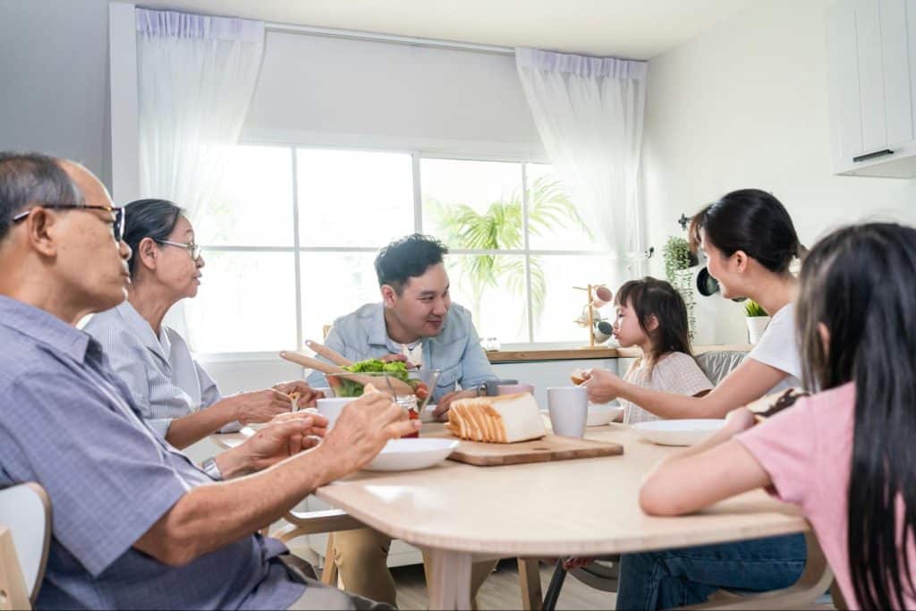 A man and woman with their parents