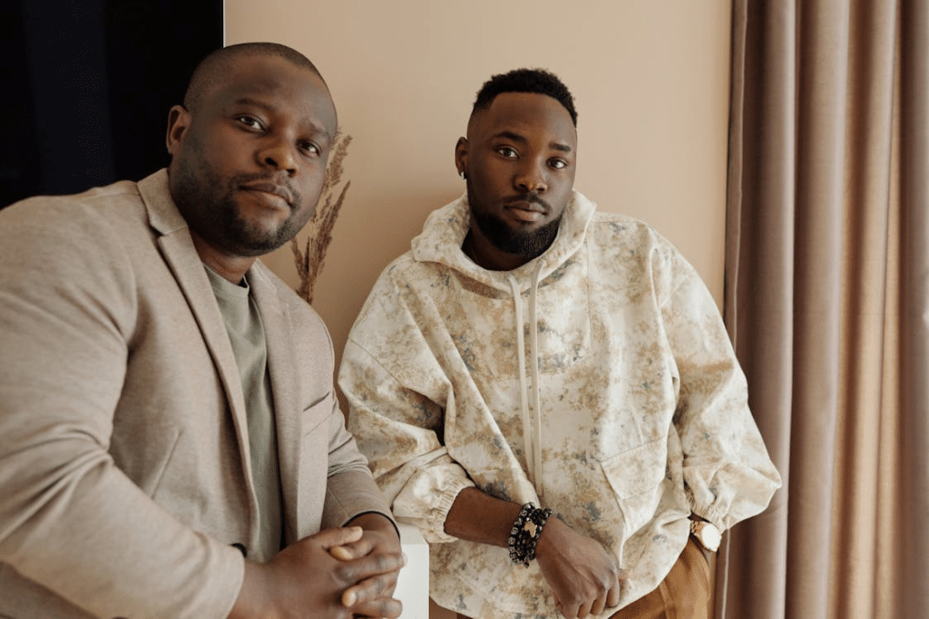 Two Men Posing and Looking at the Camera