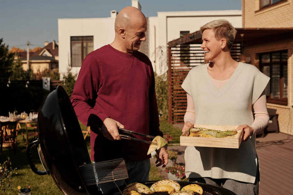 Couple preparing a food together