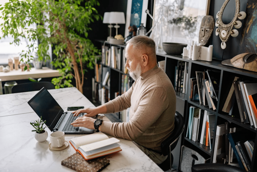 A man working on a laptop