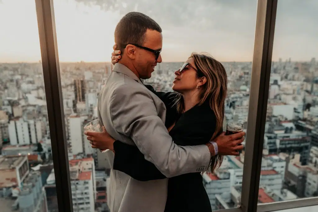 A romantic couple near the window